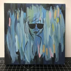 Original oil painting canvas sick day girl 8x8”